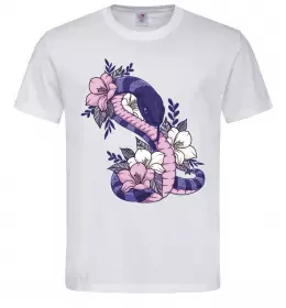 Мужская футболка Змія в квітах Белый фото