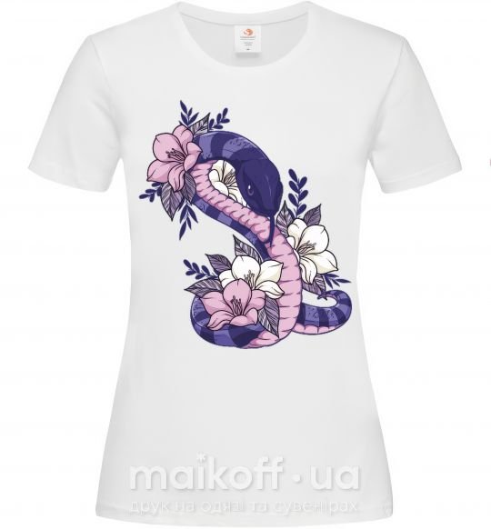 Женская футболка Змея в цветах Белый фото