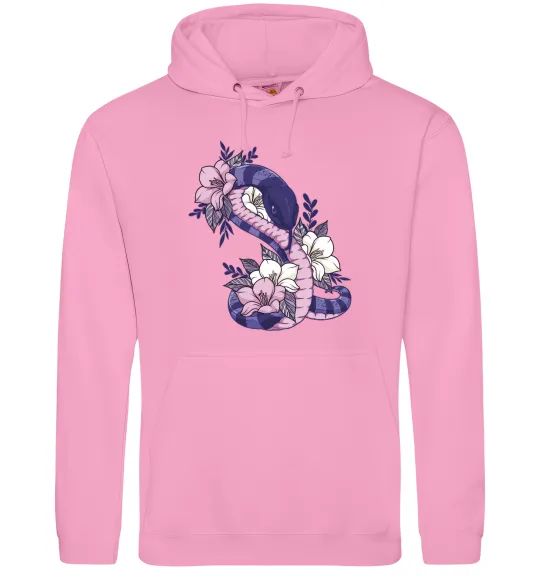 Чоловіча толстовка (худі) Змія в квітах Рожевий фото