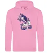 Женская толстовка (худи) Змія в квітах Розовый фото