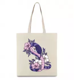 Эко-сумка Змія в квітах Бежевый фото