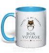 Чашка з кольоровою ручкою Travel is my therapy Bon Voyage Блакитний фото