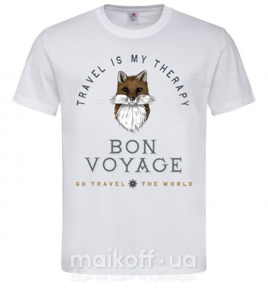 Мужская футболка Travel is my therapy Bon Voyage Белый фото