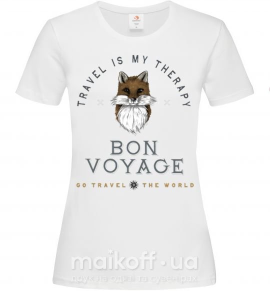 Жіноча футболка Travel is my therapy Bon Voyage Білий фото
