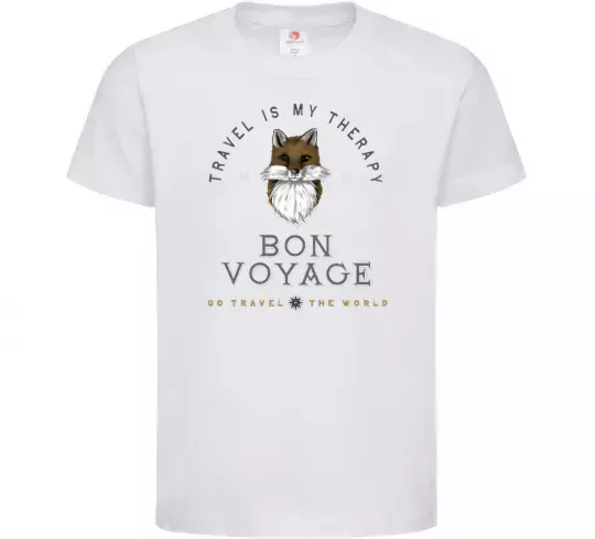 Дитяча футболка Travel is my therapy Bon Voyage Білий фото