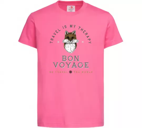 Дитяча футболка Travel is my therapy Bon Voyage Яскраво-рожевий фото