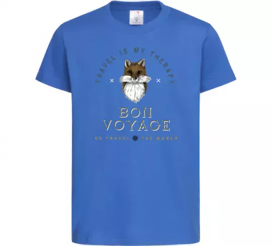 Дитяча футболка Travel is my therapy Bon Voyage Яскраво-синій фото
