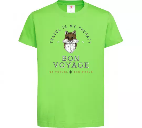 Дитяча футболка Travel is my therapy Bon Voyage Лаймовий фото