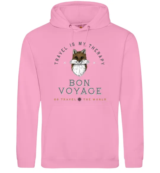 Жіноча толстовка (худі) Travel is my therapy Bon Voyage Рожевий фото