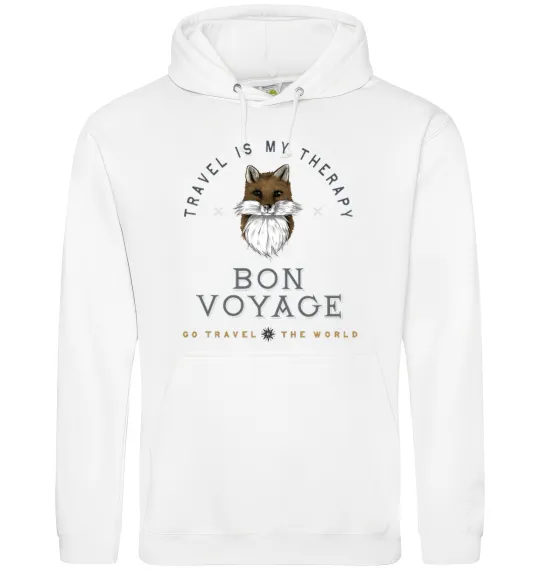 Женская толстовка (худи) Travel is my therapy Bon Voyage Белый фото