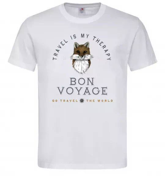 Мужская футболка Travel is my therapy Bon Voyage Белый фото
