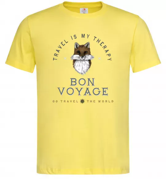 Мужская футболка Travel is my therapy Bon Voyage Лимонный фото