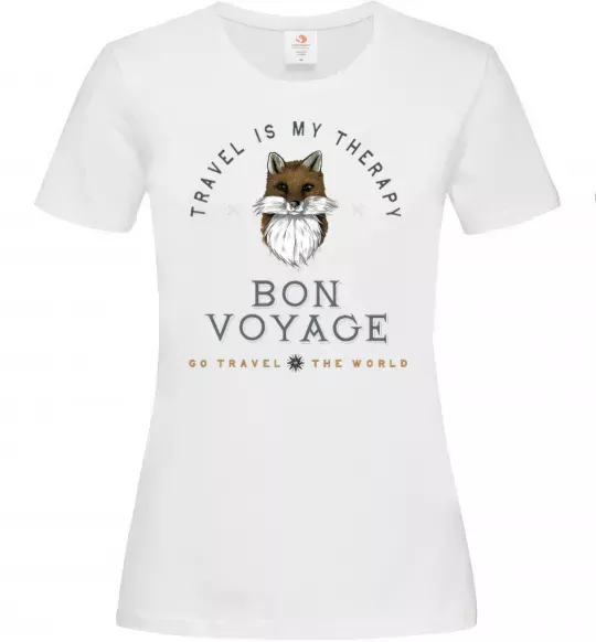 Женская футболка Travel is my therapy Bon Voyage Белый фото