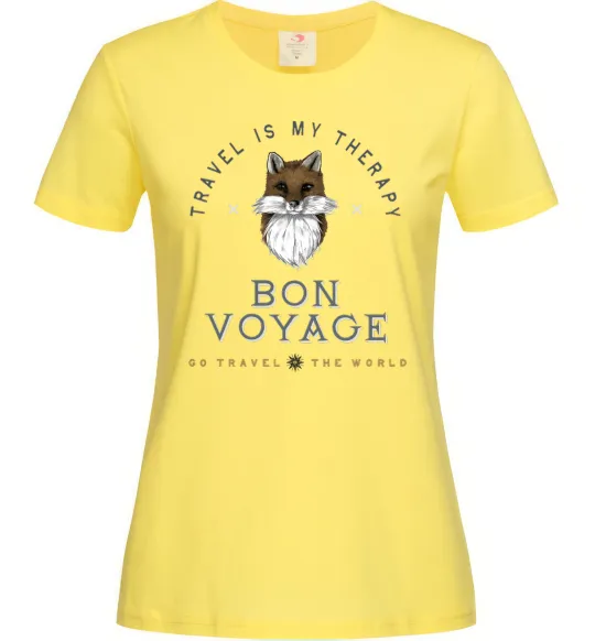 Женская футболка Travel is my therapy Bon Voyage Лимонный фото
