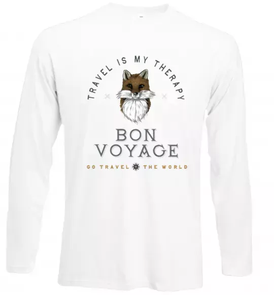 Лонгслів Travel is my therapy Bon Voyage Білий фото