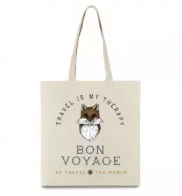 Эко-сумка Travel is my therapy Bon Voyage Бежевый фото