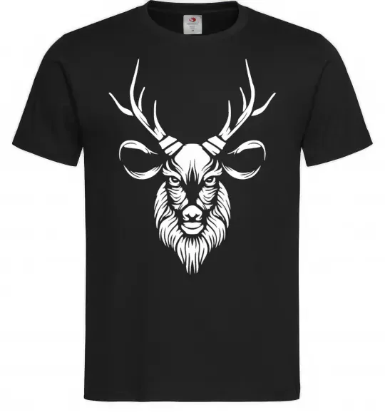 Мужская футболка Олень голова Черный фото