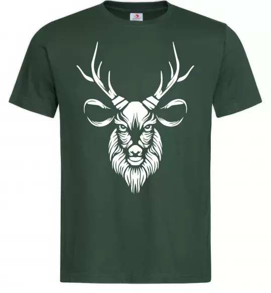 Мужская футболка Олень голова Темно-зеленый фото