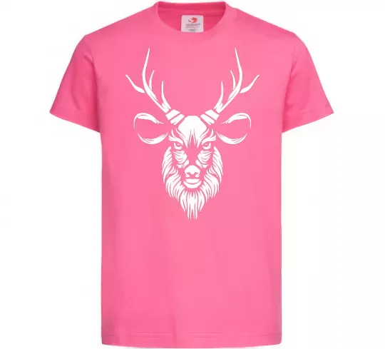 Детская футболка Олень голова Ярко-розовый фото