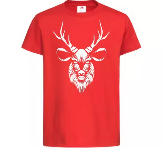 Детская футболка Олень голова Красный фото