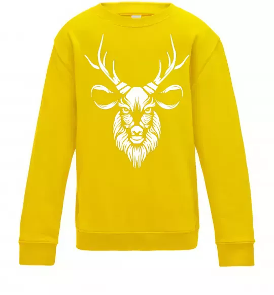 Детский Свитшот Олень голова Солнечно желтый фото