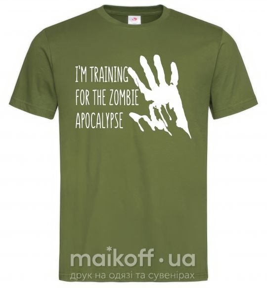 Мужская футболка I 'm training for the zombie apocalypse Оливковый фото