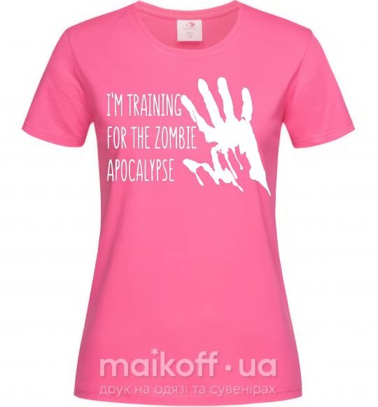 Женская футболка I 'm training for the zombie apocalypse Ярко-розовый фото