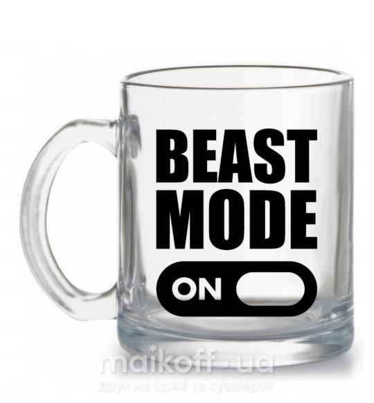 Чашка скляна Beast mode on Прозорий фото