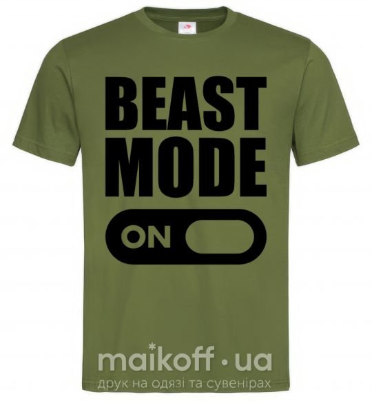 Мужская футболка Beast mode on Оливковый фото