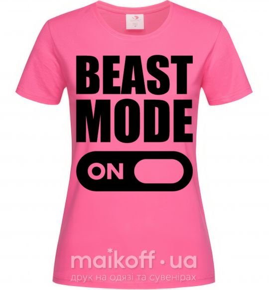 Жіноча футболка Beast mode on Яскраво-рожевий фото