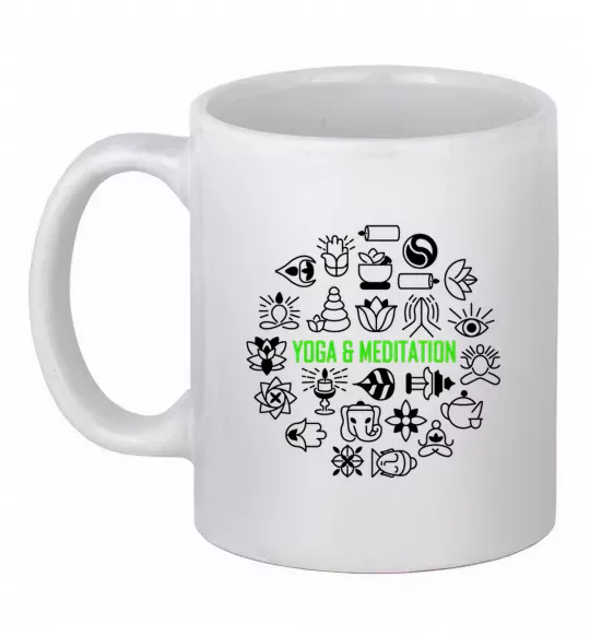 Чашка керамічна Yoga meditation Білий фото