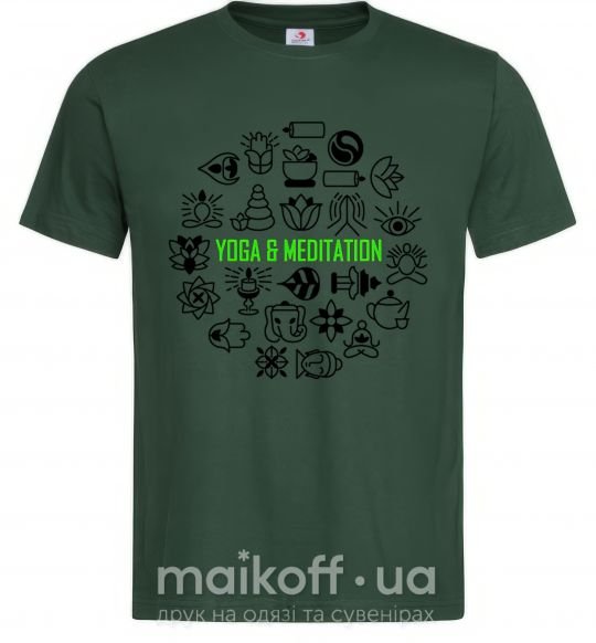 Чоловіча футболка Yoga meditation Темно-зелений фото