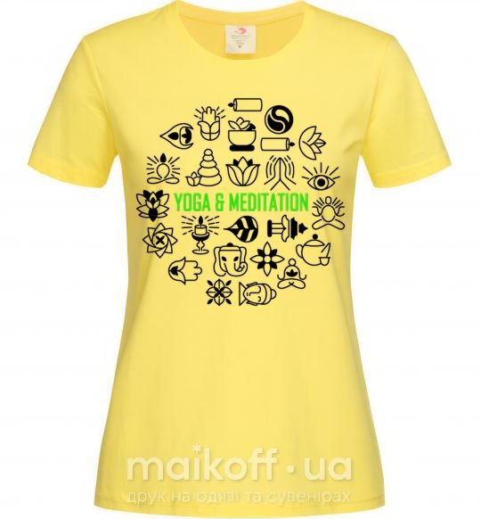 Женская футболка Yoga meditation Лимонный фото