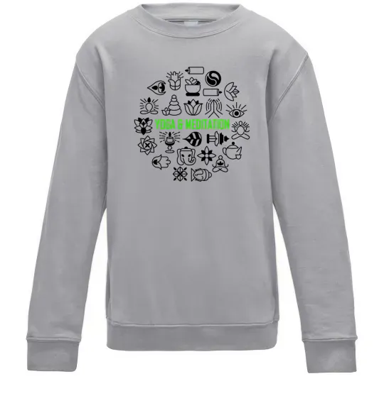 Детский Свитшот Yoga meditation Серый меланж фото