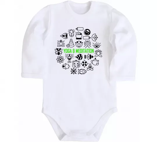 Дитячий бодік Yoga meditation Білий фото