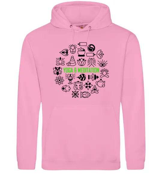 Мужская толстовка (худи) Yoga meditation Розовый фото