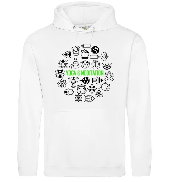 Мужская толстовка (худи) Yoga meditation Белый фото