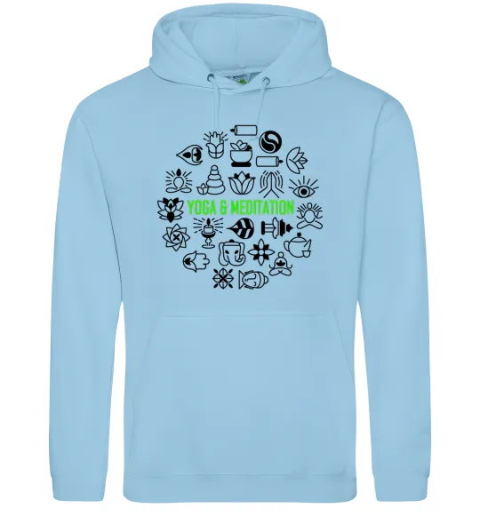 Мужская толстовка (худи) Yoga meditation Голубой фото