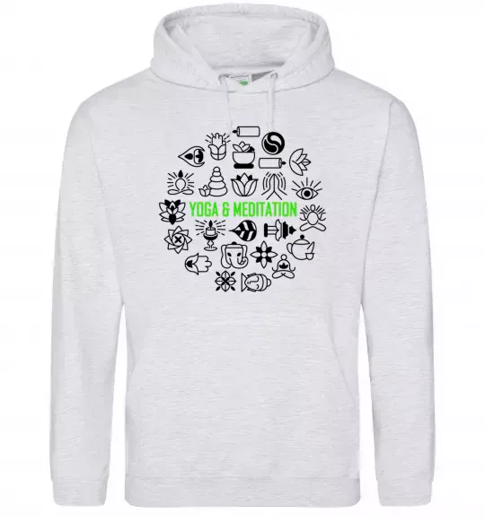 Женская толстовка (худи) Yoga meditation Серый меланж фото