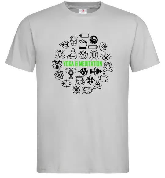 Мужская футболка Yoga meditation Серый фото