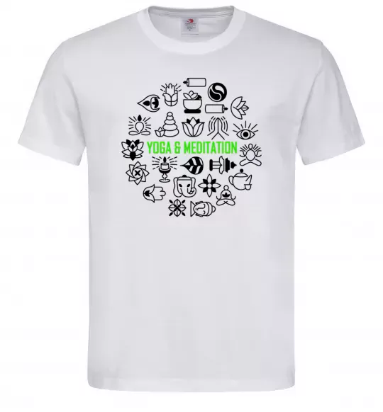 Мужская футболка Yoga meditation Белый фото