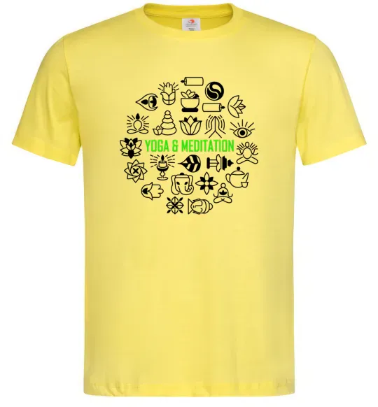 Мужская футболка Yoga meditation Лимонный фото