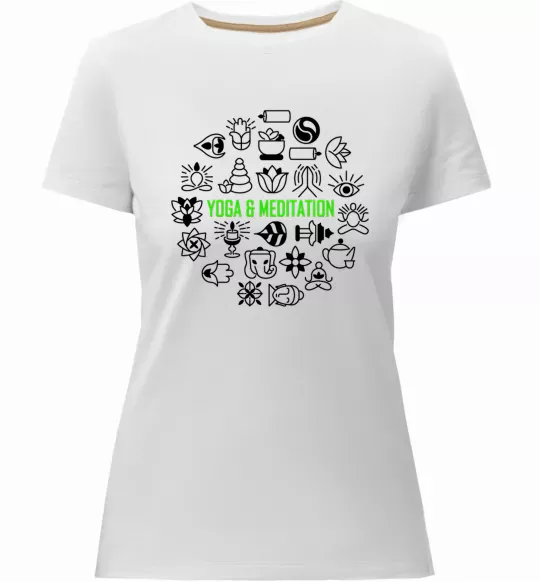 Женская премиум футболка Yoga meditation Белый фото