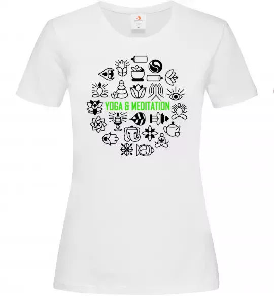 Жіноча футболка Yoga meditation Білий фото