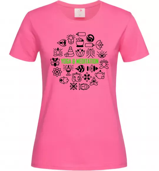 Жіноча футболка Yoga meditation Яскраво-рожевий фото