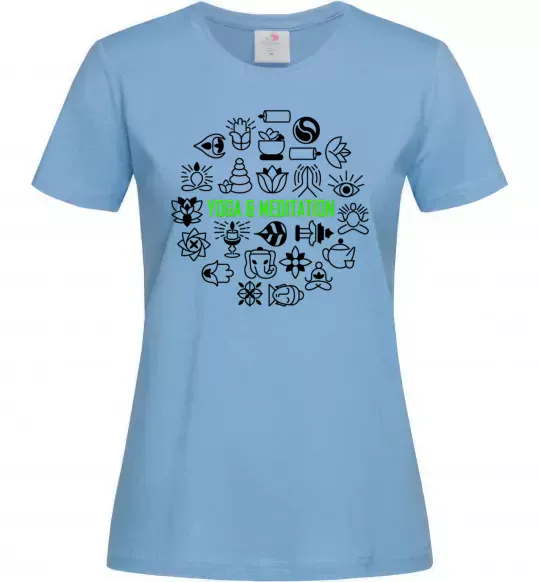 Жіноча футболка Yoga meditation Блакитний фото