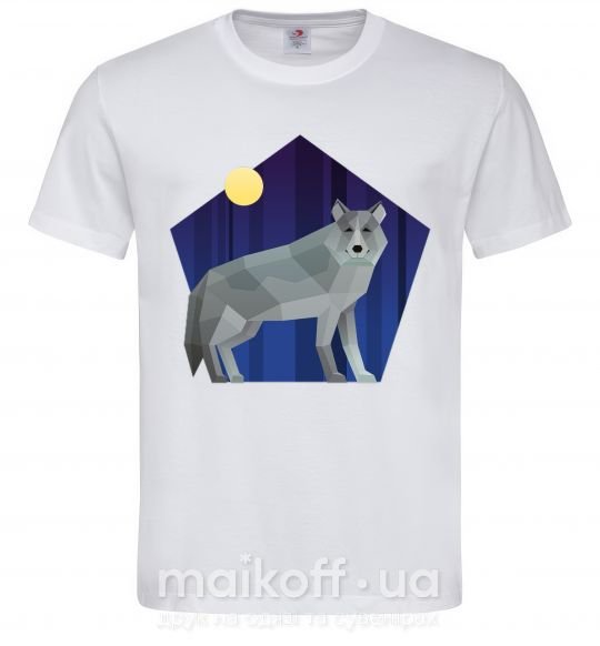 Мужская футболка Волк и луна Белый фото