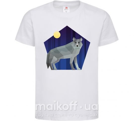 Детская футболка Волк и луна Белый фото