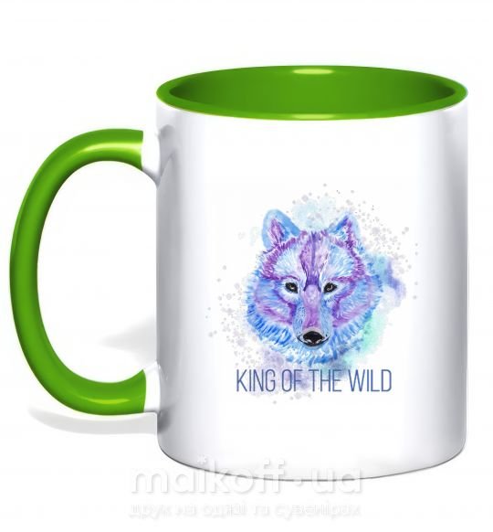 Чашка з кольоровою ручкою King of the wild Зелений фото