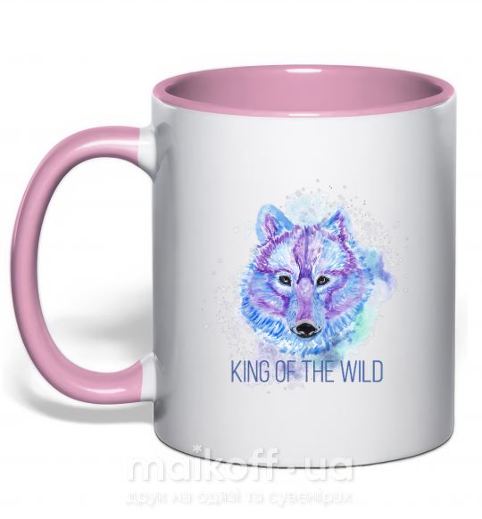 Чашка з кольоровою ручкою King of the wild Ніжно рожевий фото
